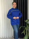 KADIN BUYUK BEDEN ŞERİT DETAY KANGURU CEP SWEATSHIRT