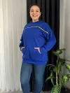 KADIN BUYUK BEDEN ŞERİT DETAY KANGURU CEP SWEATSHIRT